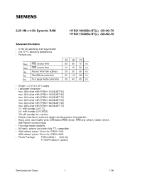 Datasheet HYB3116400BT-60 manufacturer Siemens